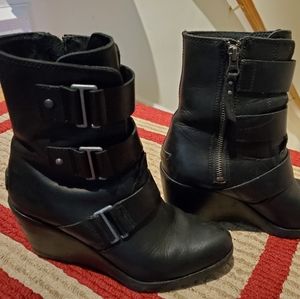 Sorel After Hours Leather Booties - Wedge